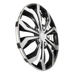 VEVOR Hubcaps Wheel Covers, 15 Inch Set of 4 Wheel Rim Cover Hubcaps OEM Replacement, R15 Size Snap On Car Hub Caps, Universal 10-Spoke ABS Tire Rim Caps for Hyundai Chevrolet Ford Honda, Silver/Black