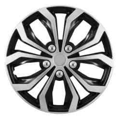 VEVOR Hubcaps Wheel Covers, 15 Inch Set of 4 Wheel Rim Cover Hubcaps OEM Replacement, R15 Size Snap On Car Hub Caps, Universal 10-Spoke ABS Tire Rim Caps for Hyundai Chevrolet Ford Honda, Silver/Black
