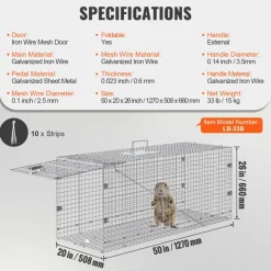 VEVOR Humane Live Animal Trap, Dimensions 50