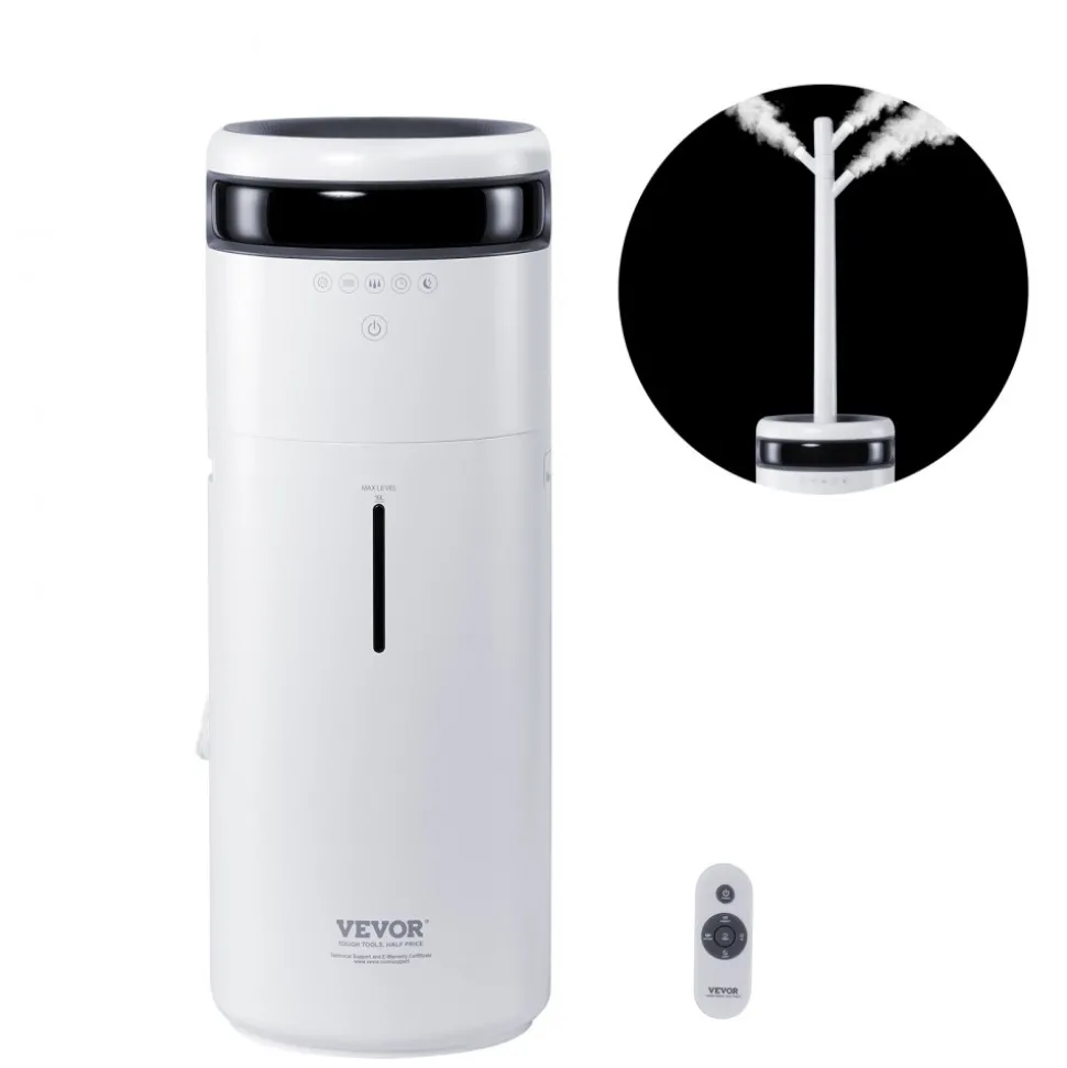 VEVOR Humidifier for Home Large Room, Commercial Humidifier for Whole House 1291.7 sq ft, 16L Water Tank & Night Light & 12h Timer & Auto Shut-Off , Greenhouse, Commercial Branch Tube w/ 360° Nozzle