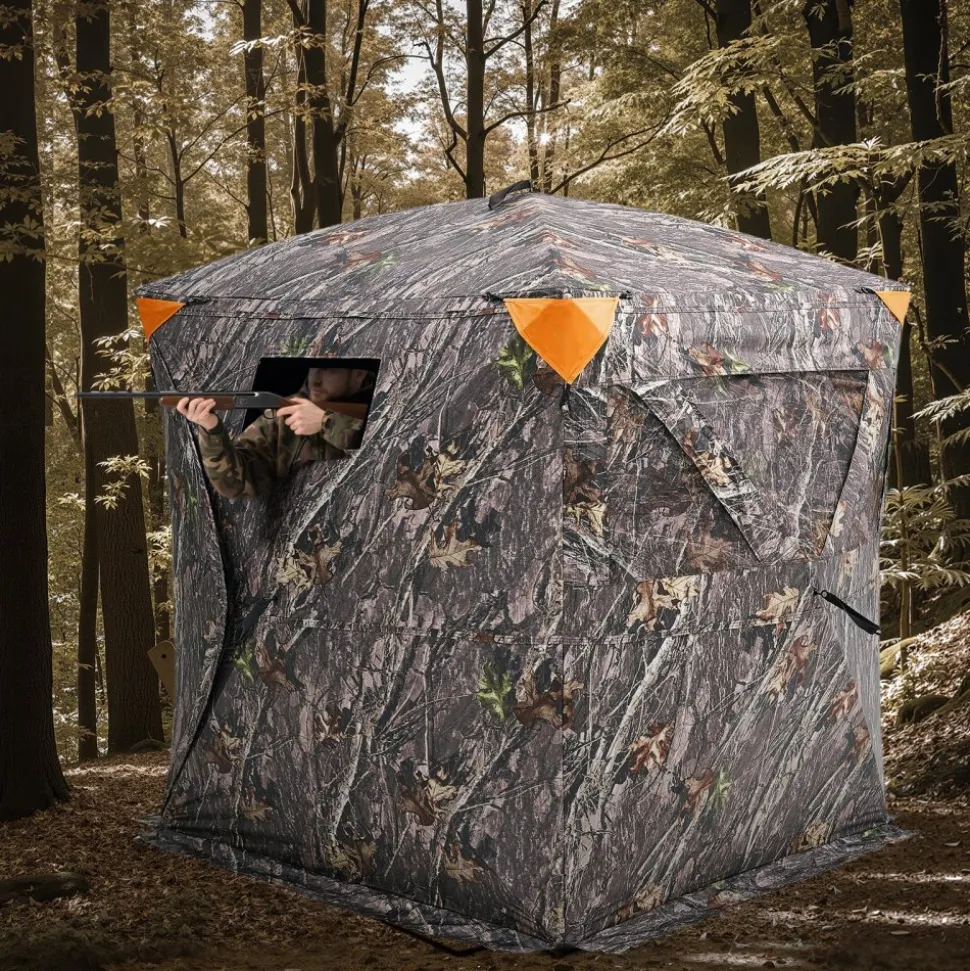 VEVOR Hunting Blind, 270° Ground Blind, 2-3 Person Pop Up Deer Blind for Hunting with Carrying Bag, Portable Resilient Hunting Tent, 3 Horizontal Windows for Turkey and Deer Hunting
