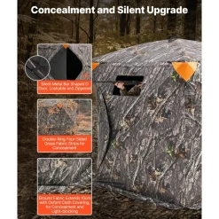 VEVOR Hunting Blind, 270° Ground Blind, 2-3 Person Pop Up Deer Blind for Hunting with Carrying Bag, Portable Resilient Hunting Tent, 3 Horizontal Windows for Turkey and Deer Hunting
