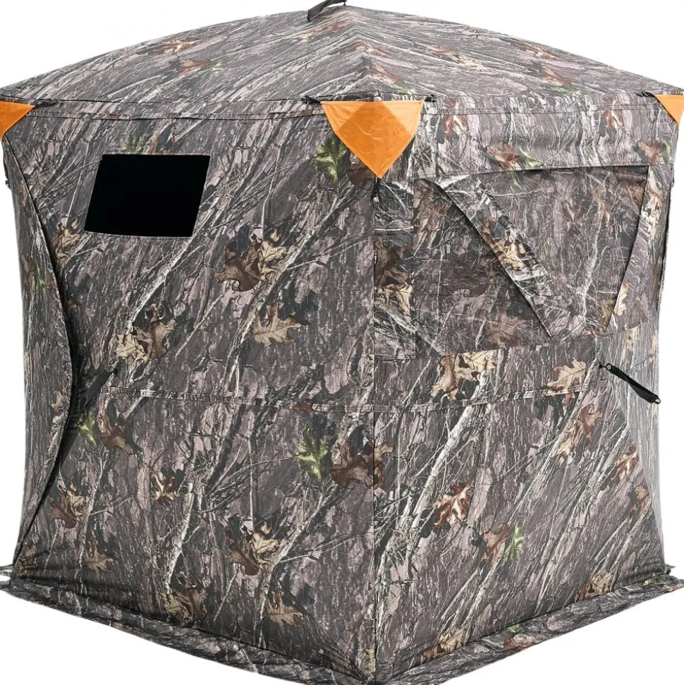 VEVOR Hunting Blind, 270° Ground Blind, 2-3 Person Pop Up Deer Blind for Hunting with Carrying Bag, Portable Resilient Hunting Tent, 3 Horizontal Windows for Turkey and Deer Hunting