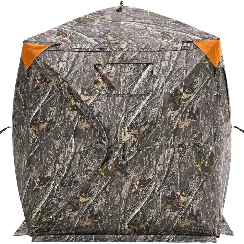 VEVOR Hunting Blind, 270° Ground Blind, 1-2 Person Pop Up Deer Blind for Hunting with Carrying Bag, Portable Resilient Hunting Tent, 3 Horizontal Windows for Turkey and Deer Hunting