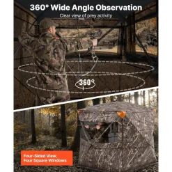 VEVOR Hunting Blind, 4-5 Person See Through Ground Blinds with Carrying Bag, 360 Degree Portable Camouflage Tent, Durable Concealed Shelter with Silent Zipper Door and Window, for Turkey and Deer