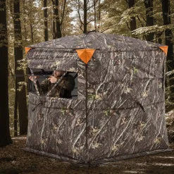 VEVOR Hunting Blind, 2-3 Person See Through Ground Blinds with Carrying Bag, 360 Degree Portable Camouflage Tent, Durable Concealed Shelter with Silent Side Door and Window, for Turkey and Deer
