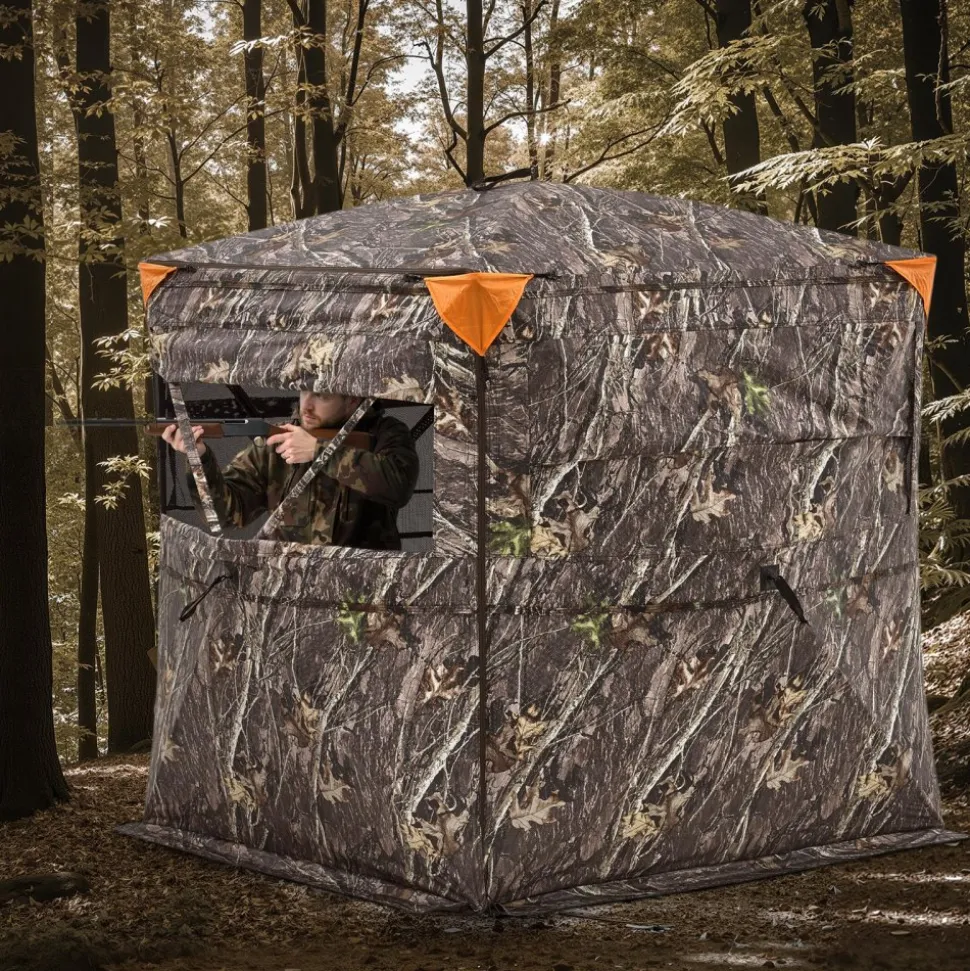 VEVOR Hunting Blind, 2-3 Person See Through Ground Blinds with Carrying Bag, 360 Degree Portable Camouflage Tent, Durable Concealed Shelter with Silent Side Door and Window, for Turkey and Deer