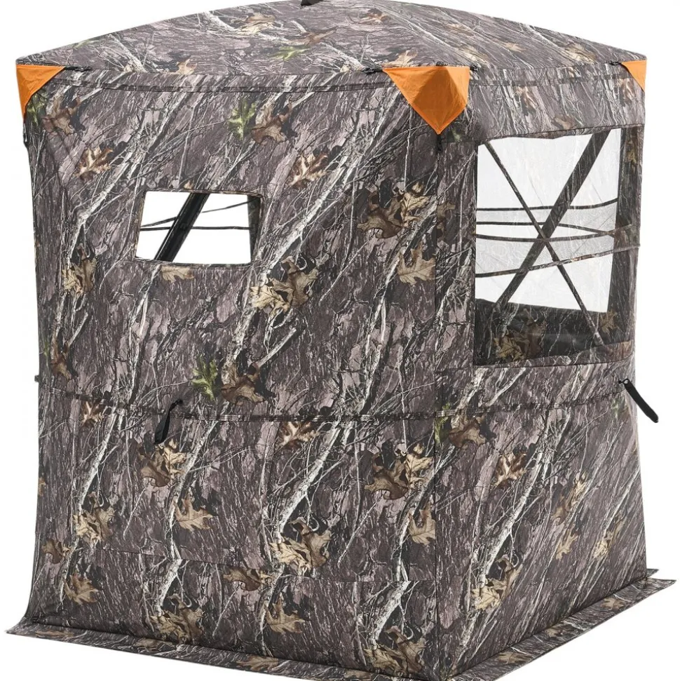 VEVOR Hunting Blind, 2-3 Person Thermal Ground Blinds with Tri-Leg Chair and Carrying Bag, Portable Camouflage Tent, Durable Concealed Shelter with Silent Zipper Door and Window, for Turkey Deer