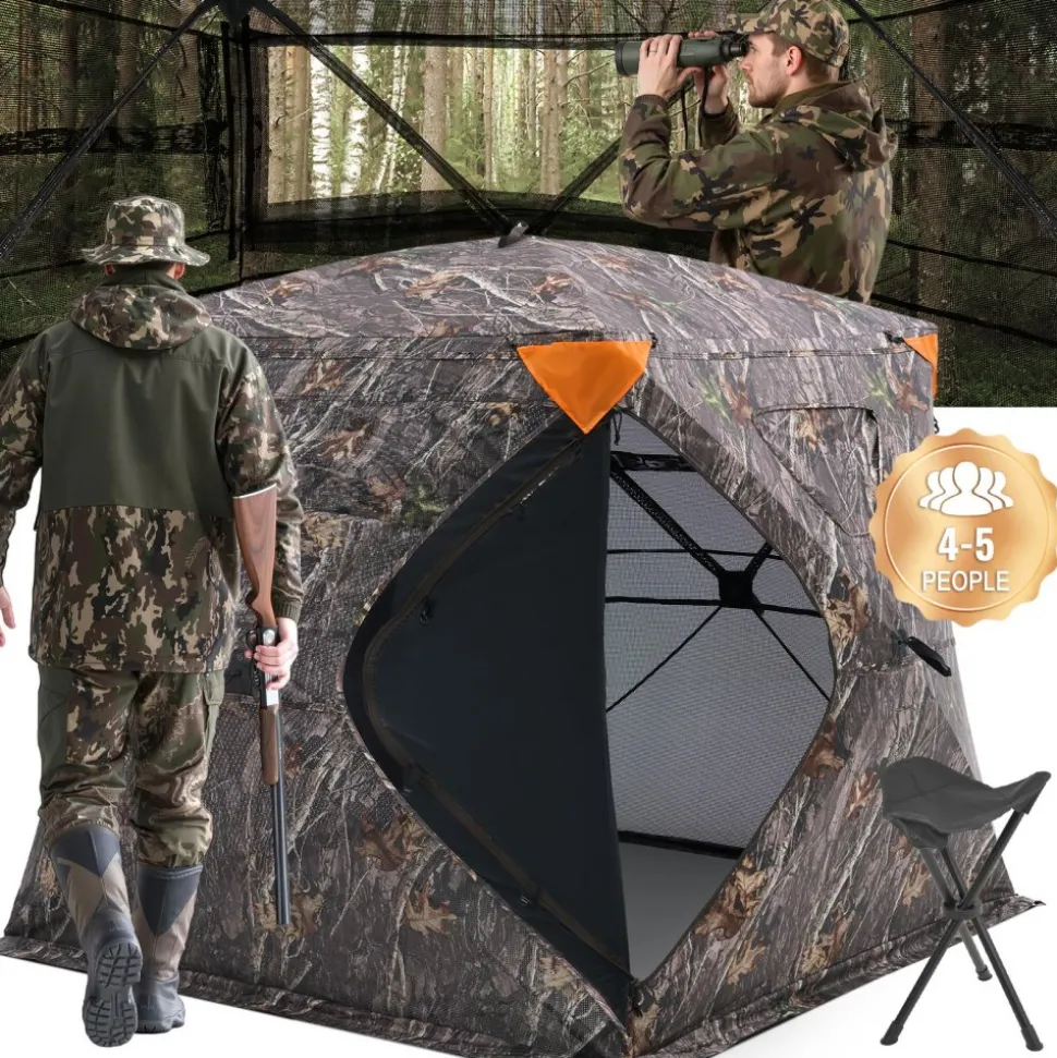 VEVOR Hunting Blind, 270° See Through Ground Blind, 4-5 Person Pop Up Deer Blind for Hunting with Carrying Bag, Portable Resilient Hunting Tent, One-Way See-Through Mesh for Turkey and Deer Hunting