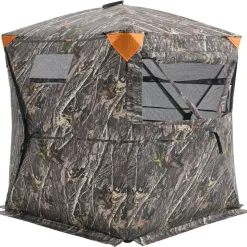 VEVOR Hunting Blind, 270° See Through Ground Blind, 1-2 Person Pop Up Deer Blind for Hunting with Carrying Bag, Portable Resilient Hunting Tent, One-Way See-Through Mesh for Turkey and Deer Hunting