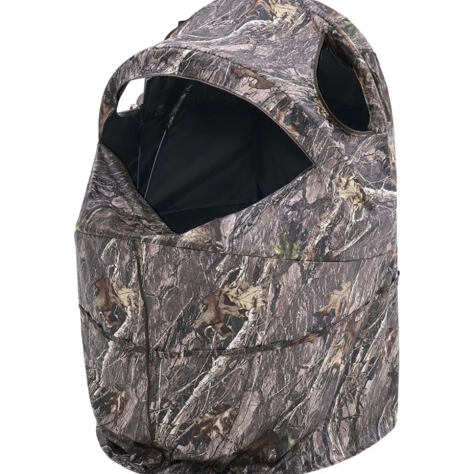 VEVOR Hunting Blind, Single Person Ground Blinds with Carrying Bag, Portable Camouflage Tent, Reinforced Durable Concealed Shelter with Silent Zipper Door and Window, for Turkey and Deer