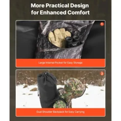 VEVOR Hunting Blind, Single Person Ground Blinds with Carrying Bag, Portable Camouflage Tent, Reinforced Durable Concealed Shelter with Silent Zipper Door and Window, for Turkey and Deer