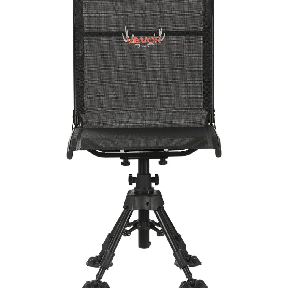 VEVOR Hunting Chair, 360° Silent Swivel, Foldable Portable Blind Chair, Heavy-Duty Steel Frame Ground Stool Seat with Anti-Sink Swivel Feet, Height Adjustable, 350 Lbs Capacity for Fishing Camping