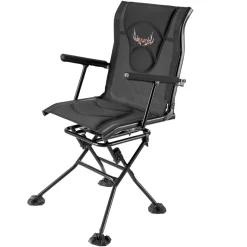 VEVOR Hunting Chair, 360° Silent Swivel, Foldable Portable Blind Chair, Heavy-Duty Steel Frame Ground Stool Seat, with Armrests, Adjustable Carry Strap, Anti-Sink Feet, 300 Lbs Capacity for Fishing