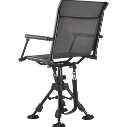 VEVOR Hunting Chair, 360° Silent Swivel, Foldable Portable Blind Chair, Heavy-Duty Steel Frame Ground Stool Seat,with Armrests, Anti-Sink Feet, Height Adjustable, 350 Lbs Capacity for Fishing Camping
