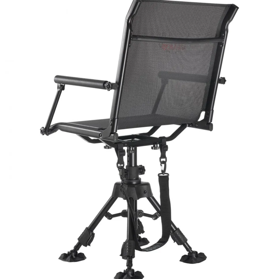 VEVOR Hunting Chair, 360° Silent Swivel, Foldable Portable Blind Chair, Heavy-Duty Steel Frame Ground Stool Seat,with Armrests, Anti-Sink Feet, Height Adjustable, 350 Lbs Capacity for Fishing Camping