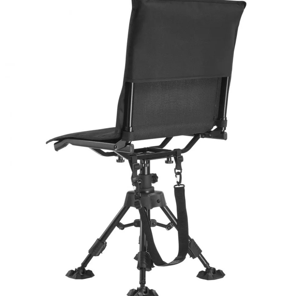 VEVOR Hunting Chair, 360° Silent Swivel, Foldable Portable Blind Chair, Heavy-Duty Steel Frame Ground Stool Seat,with Seat Cover, Anti-Sink Feet, Height Adjustable, 350 Lbs Capacity, for Fishing