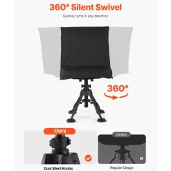 VEVOR Hunting Chair, 360° Silent Swivel, Foldable Portable Blind Chair, Heavy-Duty Steel Frame Ground Stool Seat,with Seat Cover, Anti-Sink Feet, Height Adjustable, 350 Lbs Capacity, for Fishing