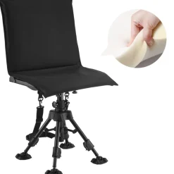 VEVOR Hunting Chair, 360° Silent Swivel, Foldable Portable Blind Chair, Heavy-Duty Steel Frame Ground Stool Seat,with Seat Cover, Anti-Sink Feet, Height Adjustable, 350 Lbs Capacity, for Fishing