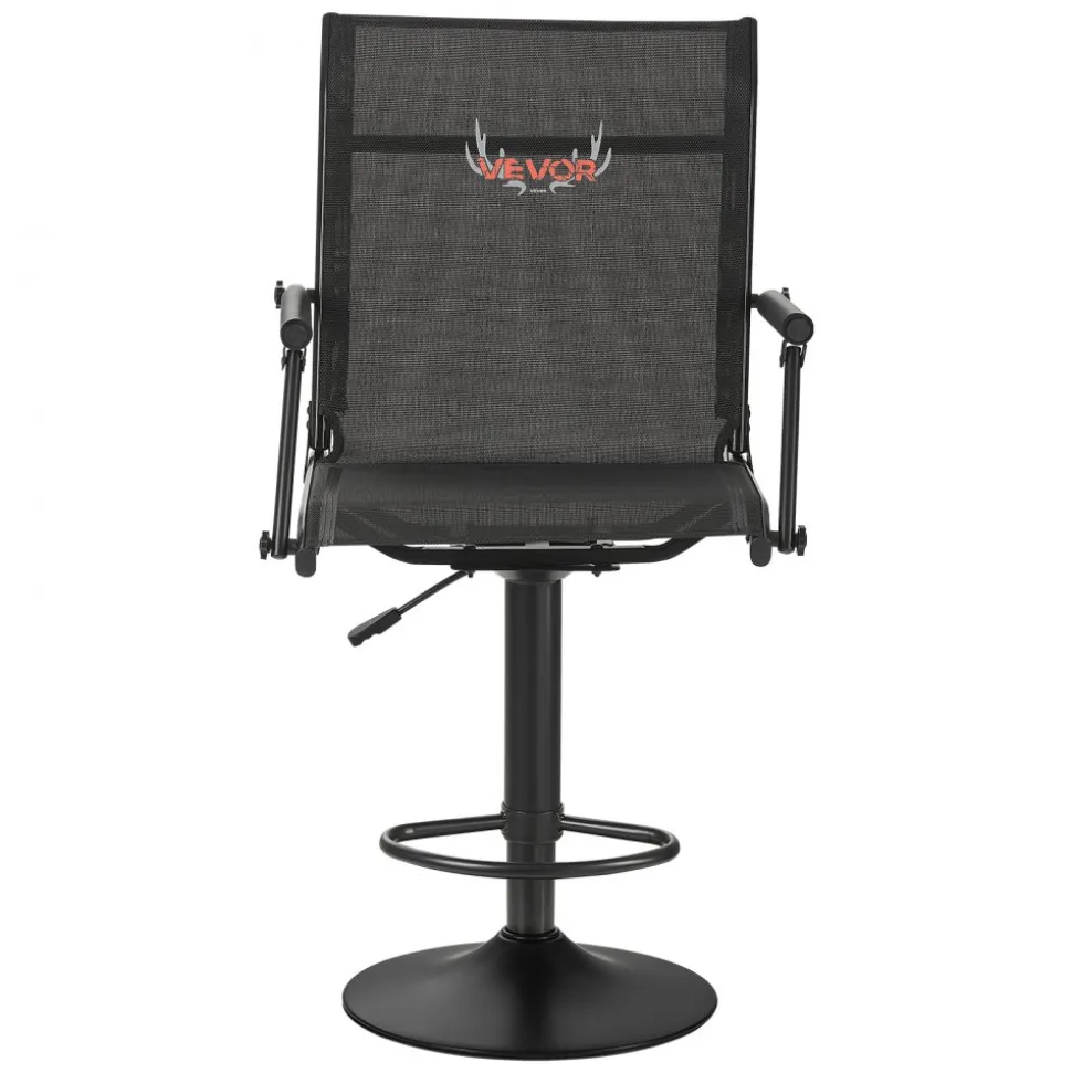 VEVOR Hunting Chair, 360° Silent Swivel, Lightweight Blind Chair, Heavy-Duty Steel Frame Ground Stool Seat, with Padded Armrests, Height Adjustable, 300 Lbs Capacity, for Outdoor Fishing, Camping