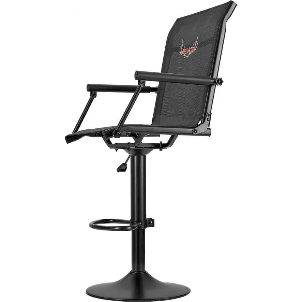 VEVOR Hunting Chair, 360° Silent Swivel, Lightweight Blind Chair, Heavy-Duty Steel Frame Ground Stool Seat, with Padded Armrests, Height Adjustable, 300 Lbs Capacity, for Outdoor Fishing, Camping