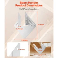VEVOR Hurricane Ties for Rafter, Inner Size 5.31x1.57x2.48 in / 135x40x63 mm, Heavy Duty Hurricane Straps, Heavy Duty Rafter Ties Brackets Joist Hangers for Roof Beam Wooden Construction, 25 Pcs