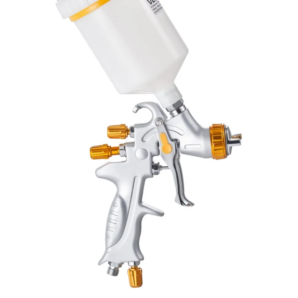 VEVOR HVLP Air Spray Gun, Gravity Feed Paint Sprayer Gun with 3 Nozzles (1.3/1.4/1.7mm), 600ml Capacity Auto Paint Sprayer with Air Regulator for Automotive Primers, Clear Coats & Topcoats