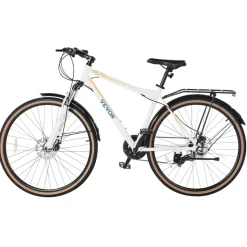 VEVOR Hybrid Bike, Lightweight Aluminum Frame Bike, 700c Wheel Men Women Hybrid Bicycle, Step-Over Adult Urban City Commuter Bikes, with 24-Speed Shimano Drivetrain, Alloy Adjustable Stem, Dual Brakes