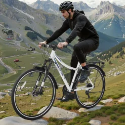VEVOR Hybrid Bike, Lightweight Aluminum Frame Bike, 700c Wheel Men and Women Hybrid Bicycle, Step-Through Adult Urban City Commuter Bikes, 21-Speed Shimano Drivetrain, Dual Brakes, Front Suspension