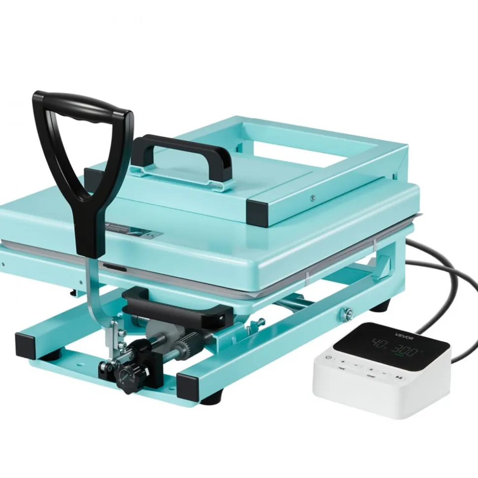 VEVOR Hybrid Heat Press, 15 x 15 inch, 5-in-1 Multifunction, Heat Up Fast and Even, All-New Patented Design, Easy to Control, Sublimation Press Machine for T-shirts/Tumblers/Caps/Plates, Light Green