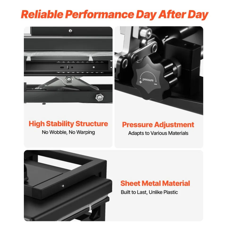 VEVOR Hybrid Heat Press, 15 x 15 inch, 5-in-1 Multifunction, Heat Up Fast and Even, All-New Patented Design, Easy to Control, Sublimation Press Machine for T-shirts/Mugs/Tumblers/Caps/Plates, Black