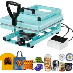 VEVOR Hybrid Heat Press, 15 x 15 inch, 8-in-1 Multifunction, Heat Up Fast and Even, All-New Patented Design, Easy to Control, Sublimation Press Machine for T-shirts/Tumblers/Caps/Plates, Light Green