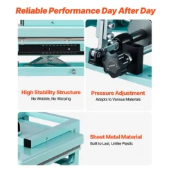 VEVOR Hybrid Heat Press, 15 x 15 inch, 8-in-1 Multifunction, Heat Up Fast and Even, All-New Patented Design, Easy to Control, Sublimation Press Machine for T-shirts/Tumblers/Caps/Plates, Light Green
