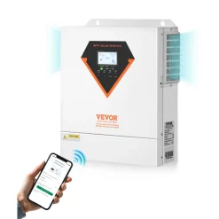 VEVOR Hybrid Solar Inverter, 3500W, All in One Pure Sine Wave Power Inverter Charger, 24V DC to Single-Phase 220/230V AC, with 100A MPPT Solar Controller, for Off-Grid System Lead Acid Lithium Battery