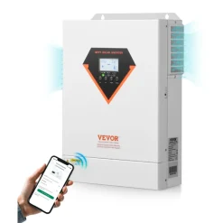 VEVOR Hybrid Solar Inverter, 6000W, All in One Pure Sine Wave Power Inverter Charger, 48V DC to Single-Phase 220/230V AC, with 120A MPPT Solar Controller, for Off-Grid System Lead Acid Lithium Battery