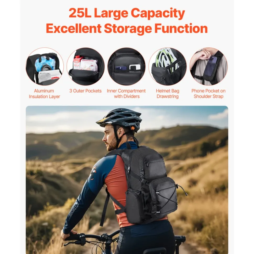 VEVOR Hydration Backpack, 25L Insulated Hydration Pack Backpack with 2L TPU Water Bladder, Hiking Water Backpack with Storage for Men Women, Hydro Water Daypack for Hiking Running Cycling Camping