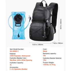 VEVOR Hydration Backpack, 25L Insulated Hydration Pack Backpack with 2L TPU Water Bladder, Hiking Water Backpack with Storage for Men Women, Hydro Water Daypack for Hiking Running Cycling Camping