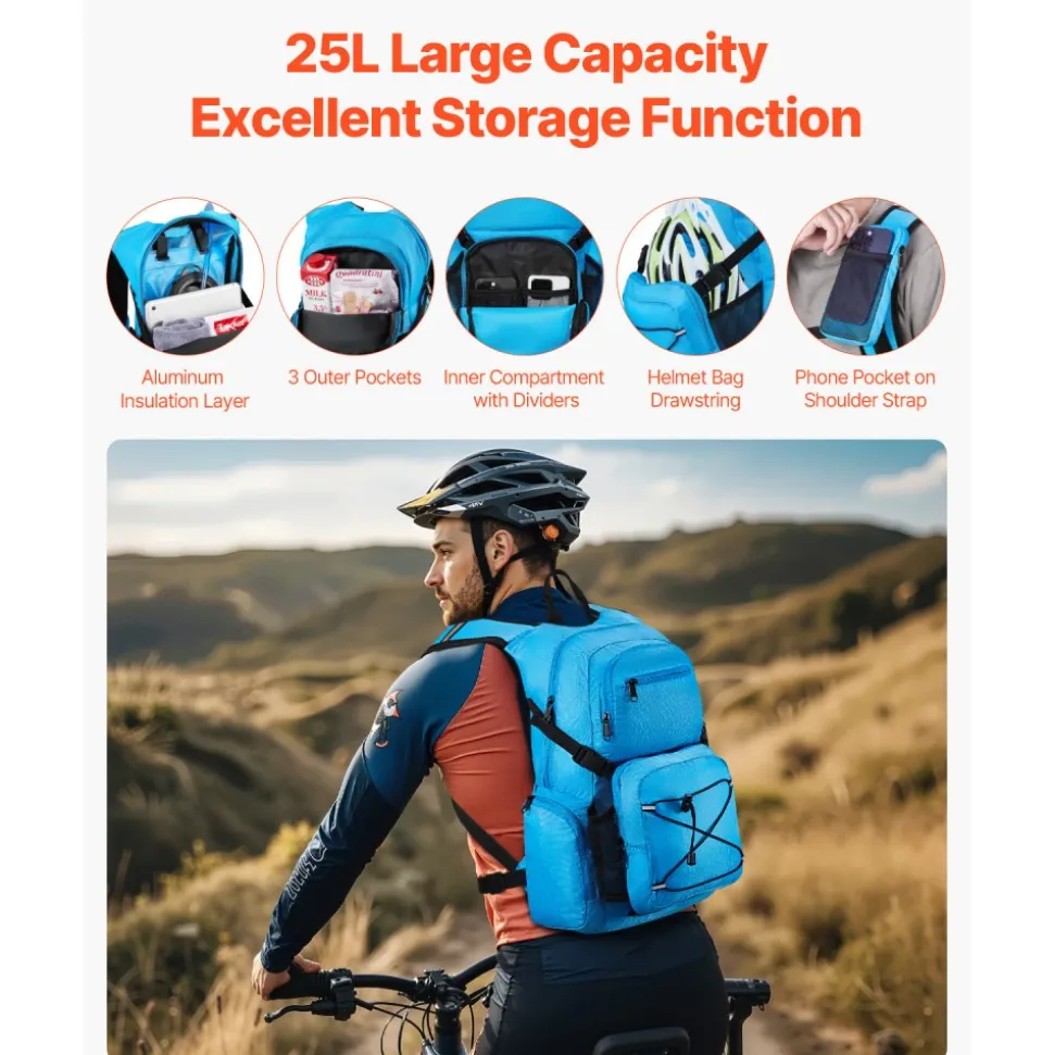 VEVOR Hydration Backpack, 25L Insulated Hydration Pack Backpack with 2L TPU Water Bladder, Hiking Water Backpack with Storage for Men Women, Hydro Water Daypack for Hiking Running Cycling Camping