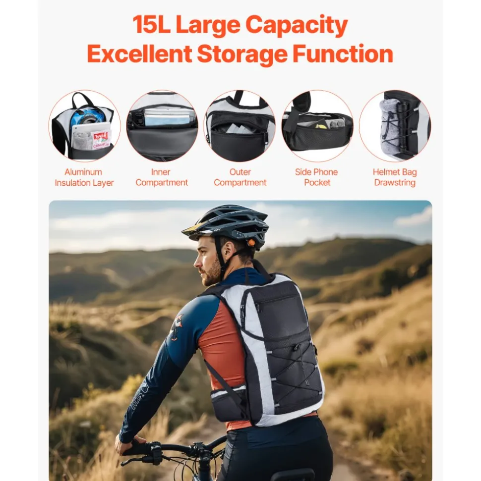 VEVOR Hydration Backpack, 15L Insulated Hydration Pack Backpack with 3L TPU Water Bladder, Hiking Water Backpack with Storage for Men Women, Hydro Water Daypack for Hiking Running Cycling Camping