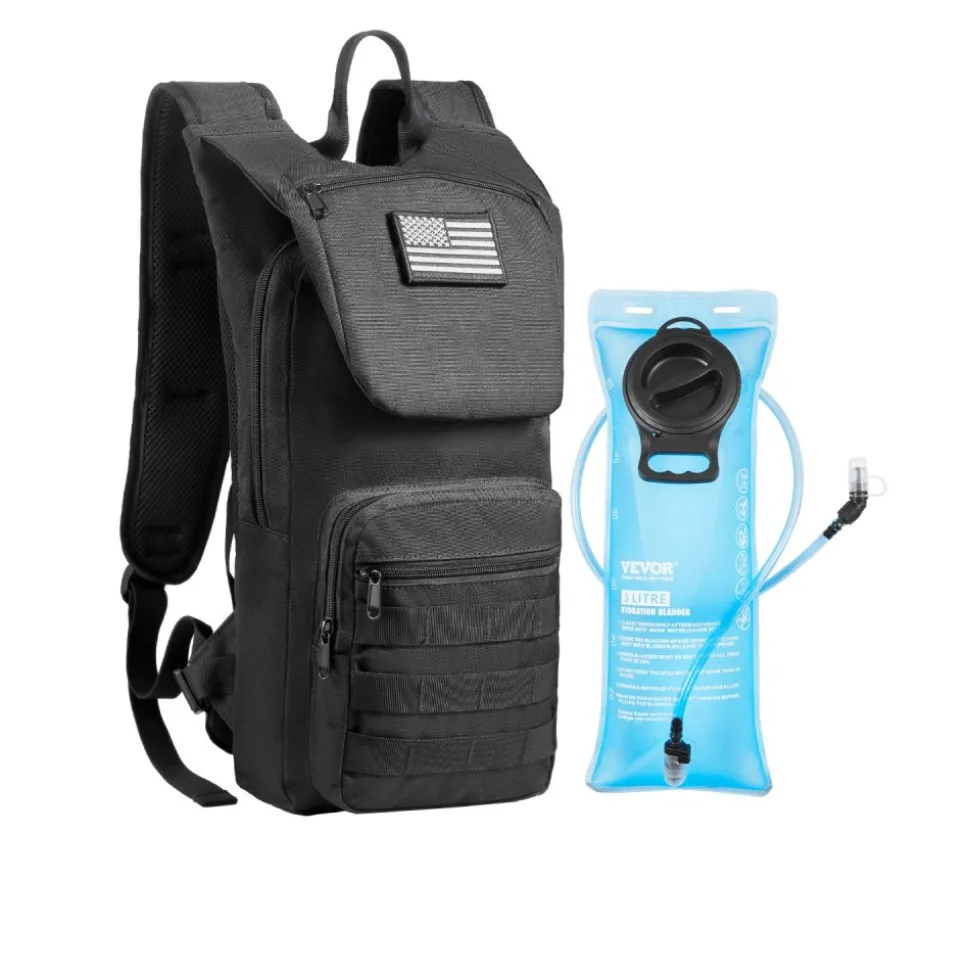 VEVOR Hydration Backpack, Water Backpack with 3L TPU Water Bladder, Tactical Molle Hiking Hydration Pack with Storage for Men Women, Hydro Water Daypack for Hiking Running Cycling Camping
