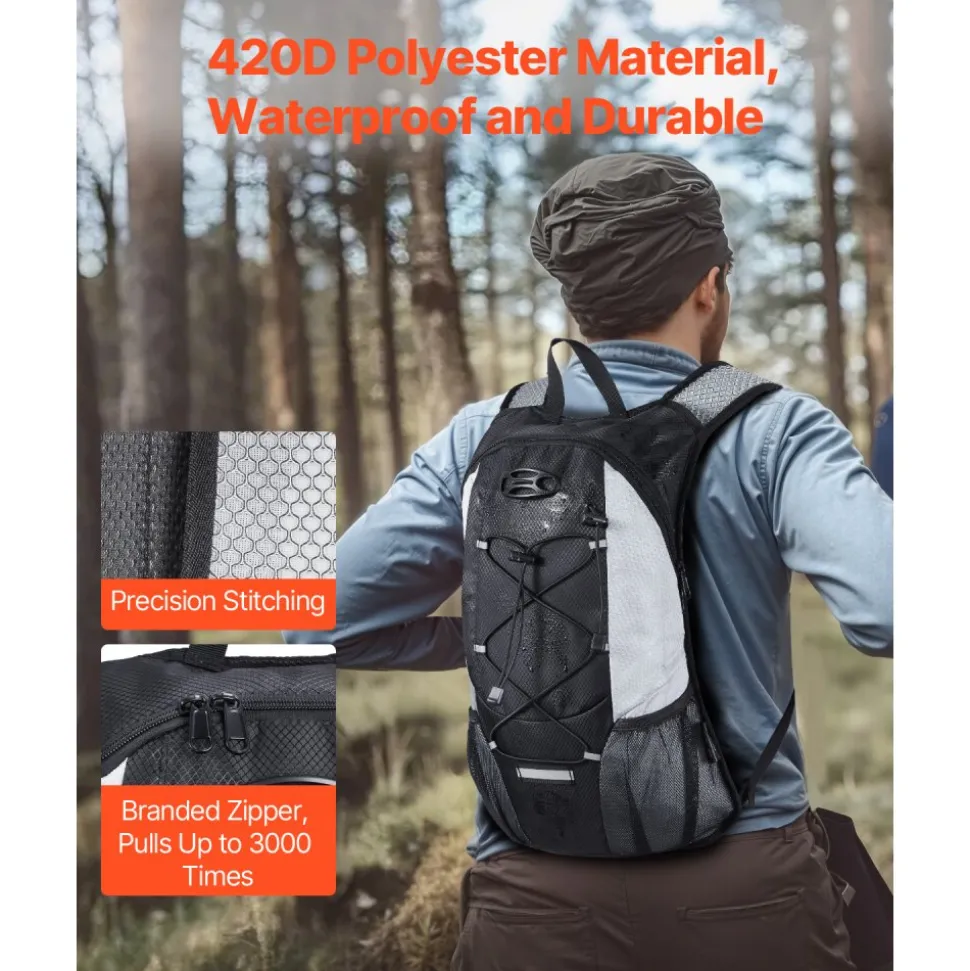 VEVOR Hydration Backpack with 2L TPU Water Bladder, Hydration Pack Backpack, Lightweight Hiking Water Backpack for Men Women, Hydro Water Daypack for Hiking, Running, Cycling, Camping & Rave
