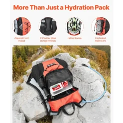 VEVOR Hydration Backpack with 2L TPU Water Bladder, Hydration Pack Backpack, Lightweight Hiking Water Backpack for Men Women, Hydro Water Daypack for Hiking, Running, Cycling, Camping & Rave