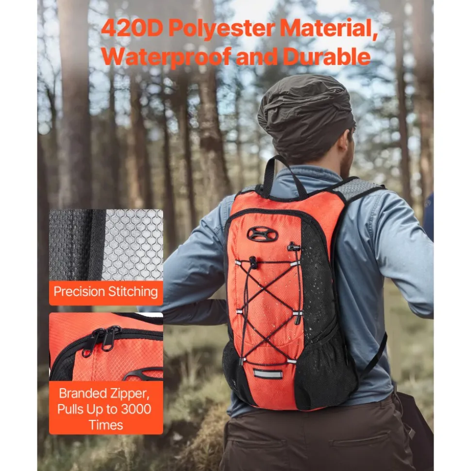 VEVOR Hydration Backpack with 2L TPU Water Bladder, Hydration Pack Backpack, Lightweight Hiking Water Backpack for Men Women, Hydro Water Daypack for Hiking, Running, Cycling, Camping & Rave