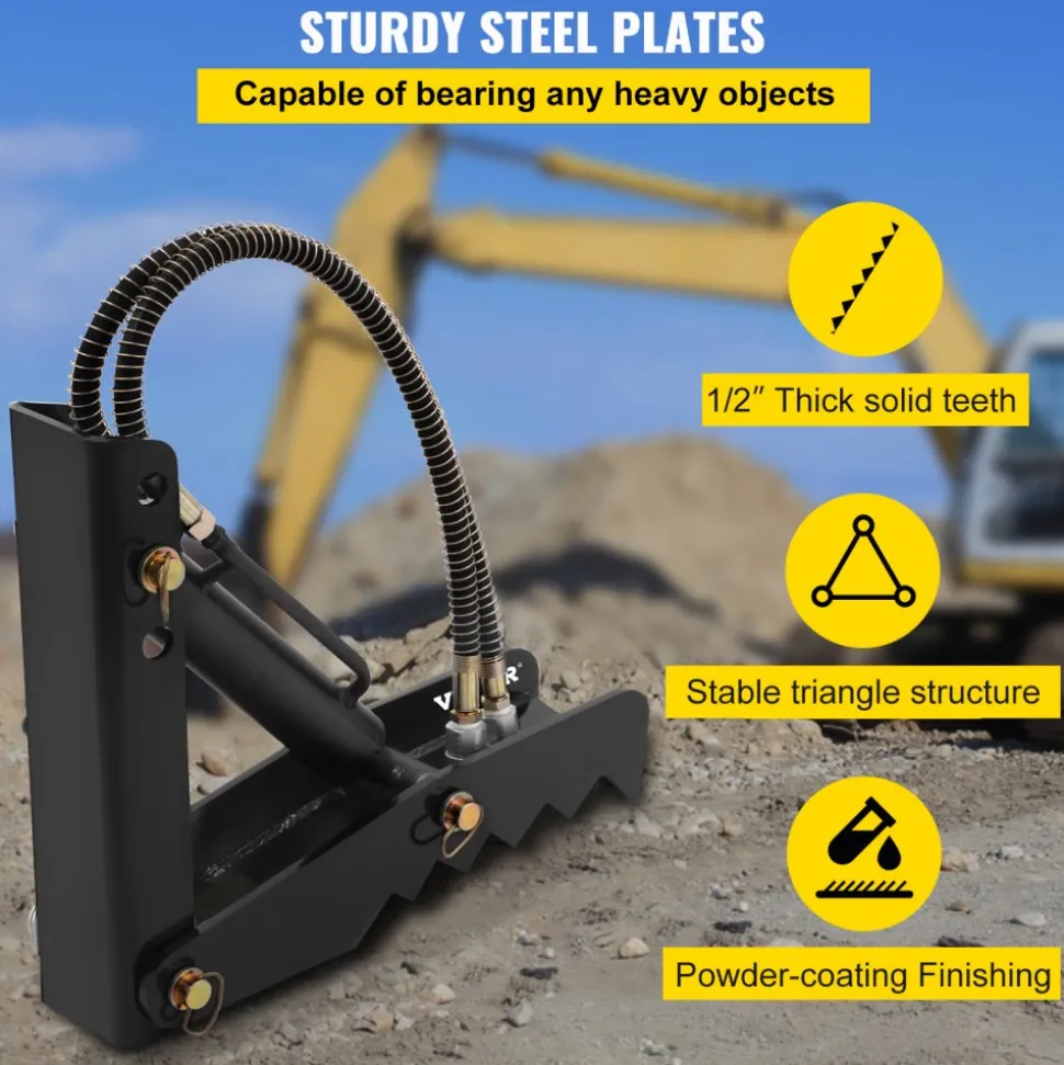 VEVOR Hydraulic Backhoe Thumb, 18 inch 1/2" Thickness Heavy Duty Excavator Thumb, Black Steel Weld On Thumb Attachments with Hydraulic Cylinder, Mechanical Hydraulic Thumb for Backhoe/Excavator