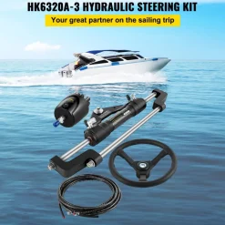 VEVOR Hydraulic Boat Steering Kit 300HP, Hydraulic Steering Kit Helm Pump, Hydraulic Outboard Steering Kit with 20 Feet Hydraulic Steering Hose for Boat Steering System