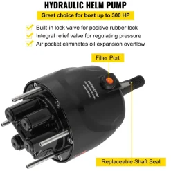 VEVOR Hydraulic Boat Steering Kit, 300HP Hydraulic Steering Kit Helm Pump, Cylinder, Wheel, 18 Feet Hose Hydraulic Steering Seal Kit, Corrosion-Resistant Boat Steering System Marine Steering Kit