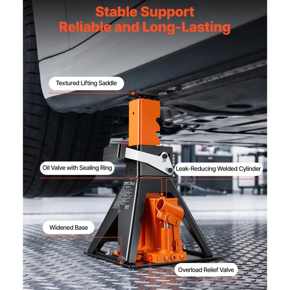 VEVOR Hydraulic Bottle Jack and Jack Stand in One 3 Ton (6613.9 lbs) Lift, for Sedans, Compact SUVs & Small Vans, 10.75"-21.14" Lifting Range, All-in-One Heavy Duty Vehicle Unijack with Wide Base