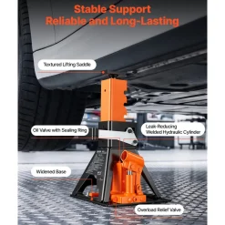 VEVOR Hydraulic Bottle Jack and Jack Stand in One 2 Ton (4409.3 lbs) Lift, for Compact Car, Subcompact Car & Motorcycle, 8.78