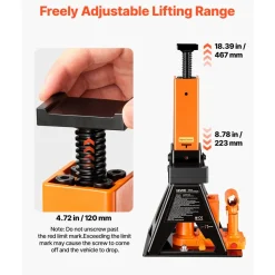 VEVOR Hydraulic Bottle Jack and Jack Stand in One 2 Ton (4409.3 lbs) Lift, for Compact Car, Subcompact Car & Motorcycle, 8.78