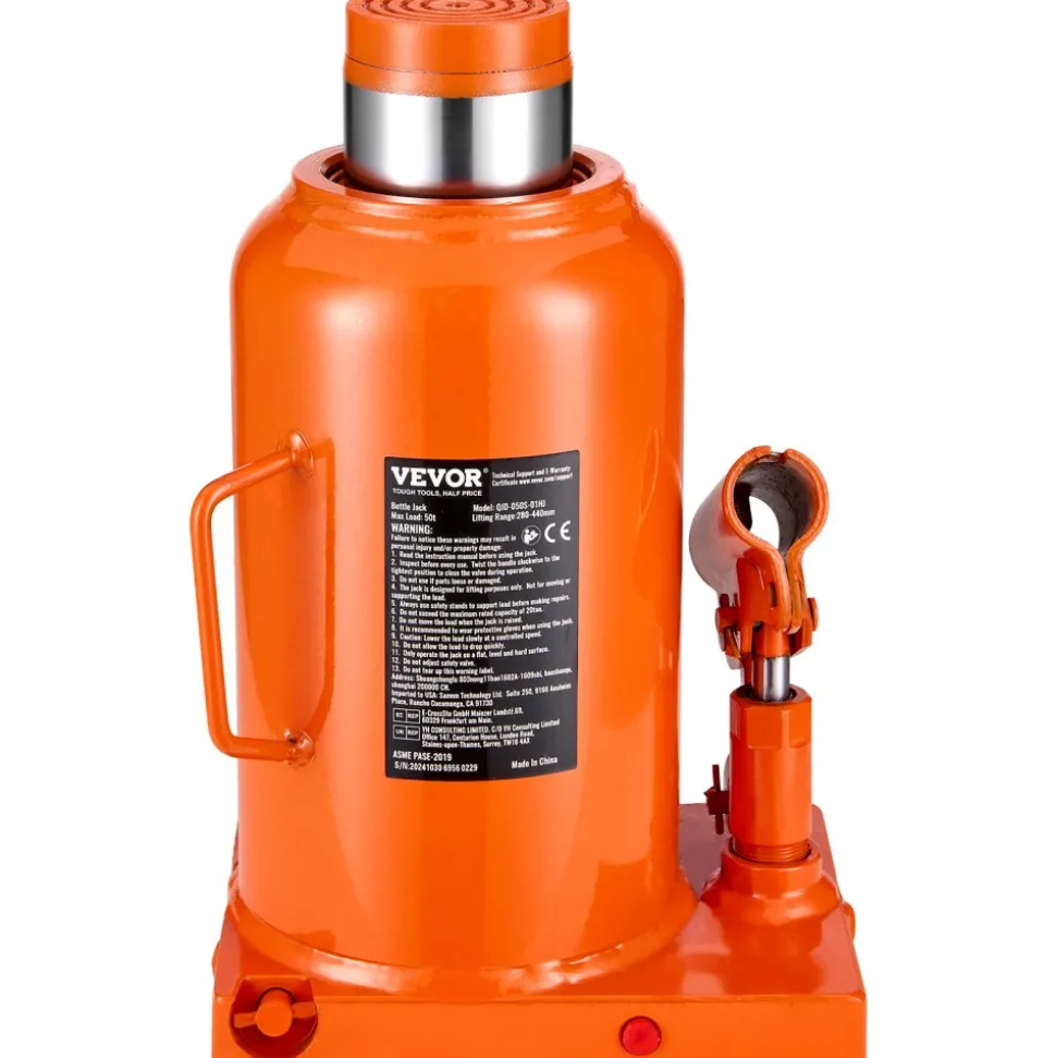 VEVOR Hydraulic Bottle Jack, 50 Ton/110231 lbs Welded Bottle Jack with 11''-17.32'' Lifting Range & 3-Section Long Handle, for Car, Pickup, Truck, RV, Auto Repair, Industrial Engineering